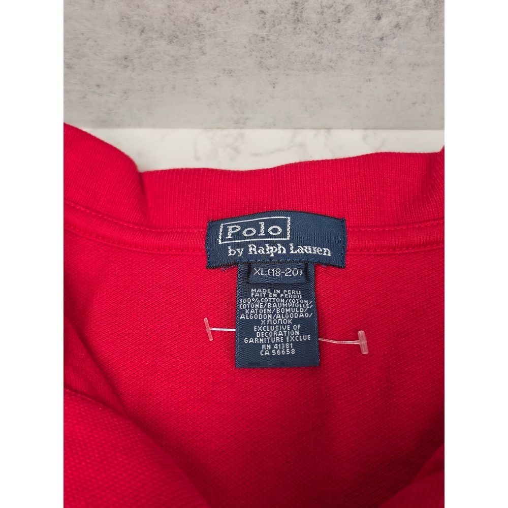 Polo Ralph Lauren Boys Red Short Sleeve Pique Polo Shirt Size XL 18-20 - Picture 3 of 6